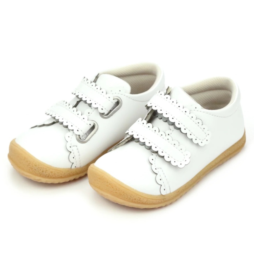 L'AMOUR GIRLS MARISA SCALLOPED DOUBLE STRAP LEATHER SNEAKER